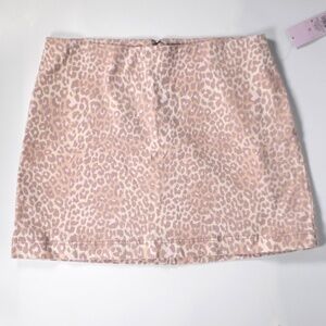 NWT Wild Fable Womens Sz 14 Short Skirt Light Pink Beige Leopard Print Zipper